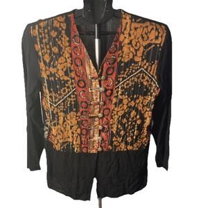 Sharon Anthony Vintage Blazer Button Up Long Sleeve‎ Top Fall Colors 6 Petite 6p